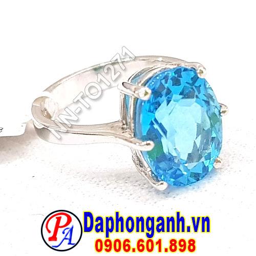 Nhẫn Nữ Topaz Xanh, Vàng Trắng 18K NN-TO1271