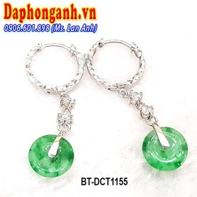 Bông Tai Điếu Cẩm Thạch Vàng Trắng 14k BT-DCT1155