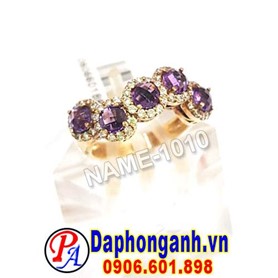 Nhẫn Nữ 5 Viên Thạch Anh Tím Vàng 14K NAME-1010