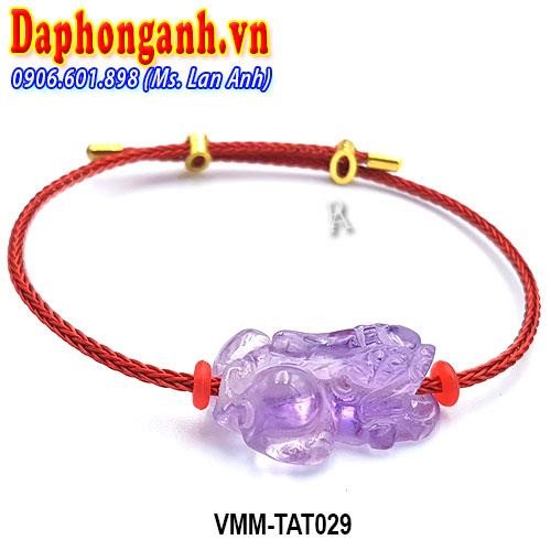 Vòng Phong Thủy May Mắn Tỳ Hưu Thạch Anh Tím VMM-TAT029