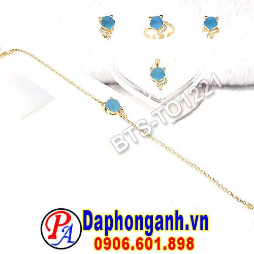 Bộ Trang Sức Topaz Xanh Vàng 18K BTS-TO1221