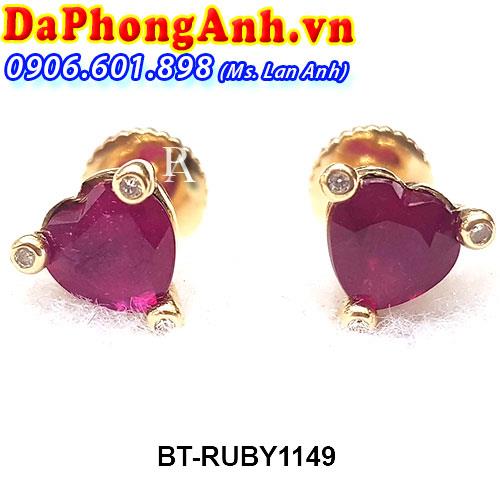 Bông Tai RuBy Kiểu Tim Vàng 18k BT-RUBY1149